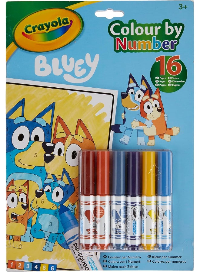 Crayola Bluey Colour By Number Activity Pad Set (16 Pages, Paperback) - Image 1